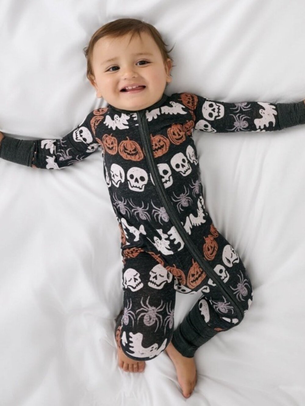 New Little Sleepies 3-6m Hallows Eve Zippy Pajamas Halloween Skull Pumpkin Ghost